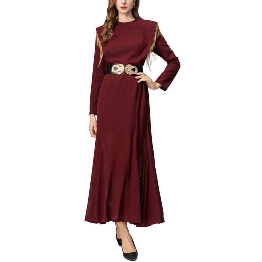 Burryco Womens  Red Solid Maxi Dress, Red